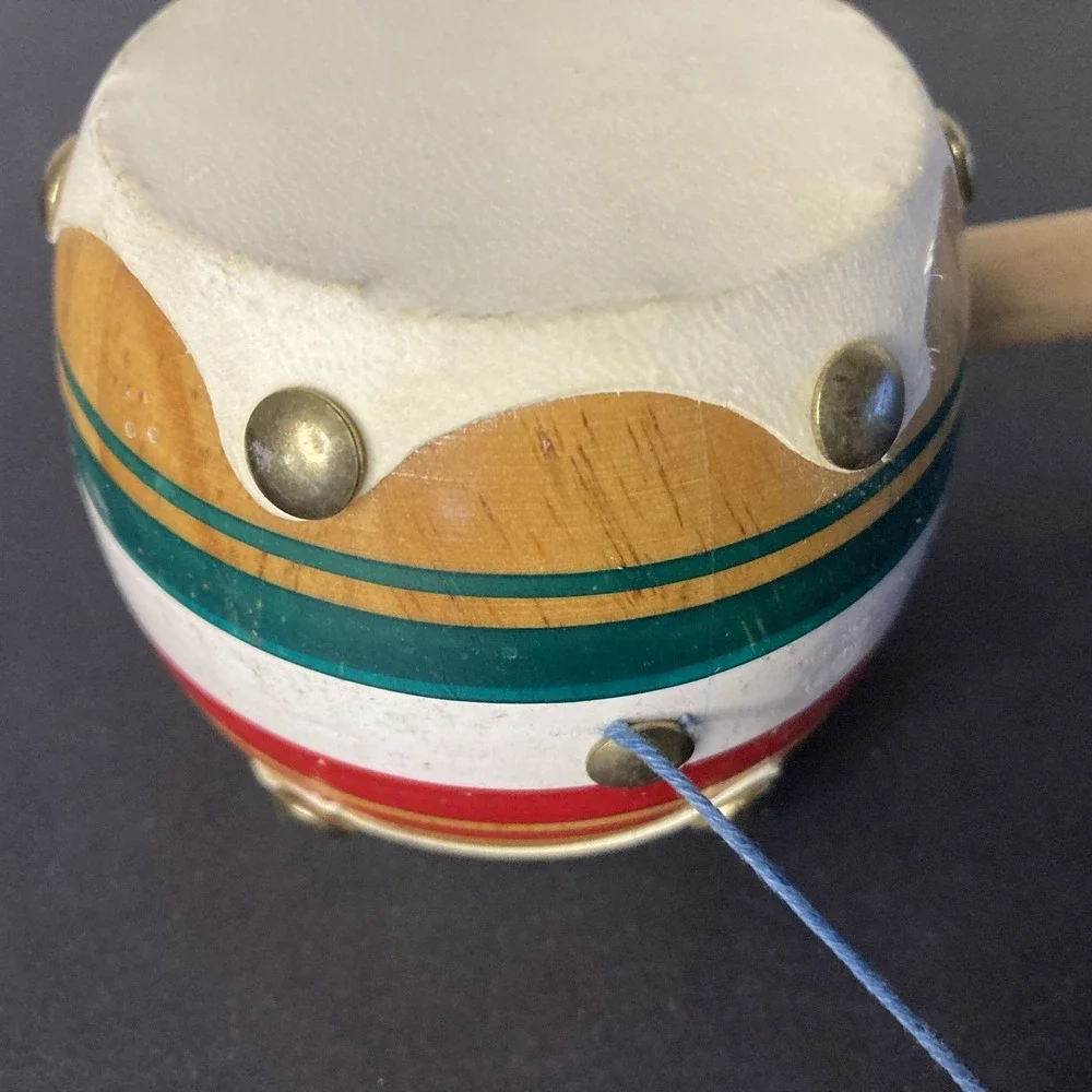 Spin Drum Handheld Rawhide Handmade Musical Instrument Vintage Collectable